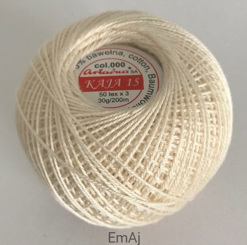 Kordonek Kaja 15 ecru 0000 30 g