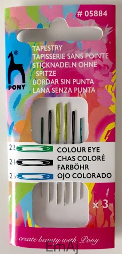 Igły bez czubka tępe  KOLOROWE 22/24/26 Pony 05884