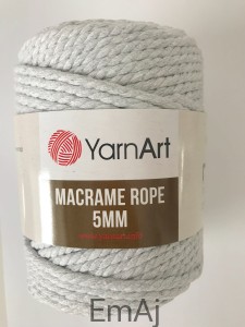Macrame ROPE 5 mm SZARY Jasny 756 sznurek do makramy 500g