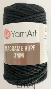 Macrame  ROPE 3 mm CZARNY 750 sznurek do makramy 250g