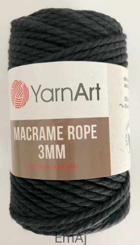 Macrame  ROPE 3 mm CZARNY 750 sznurek do makramy 250g