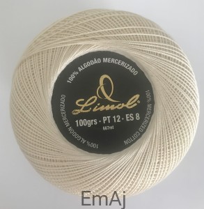 Kordonek LIMOL Algodao mercerizado 100g, grubość 12 Ecru