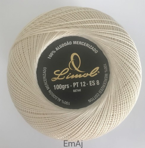 Kordonek LIMOL Algodao mercerizado 100g, grubość 12 Ecru