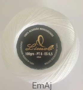 Kordonek LIMOL Algodao mercerizado 100g, grubość 8 Biały