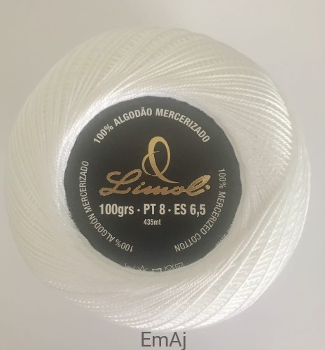 Kordonek LIMOL Algodao mercerizado 100g, grubość 8 Biały