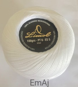 Kordonek LIMOL Algodao mercerizado 100g, grubość 6 Biały 