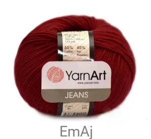 Włóczka YarnArt Jeans 51 CIEMNOCZERWONY Yarn Art       