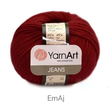 Włóczka YarnArt Jeans 51 CIEMNOCZERWONY Yarn Art       