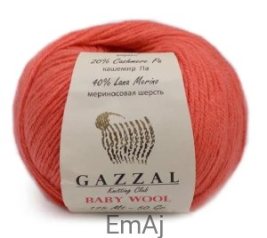 Włóczka Gazzal BABY WOOL Merino Kaszmir 50g 819