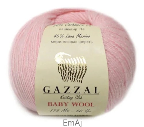 Włóczka Gazzal BABY WOOL Merino Kaszmir 50g 836