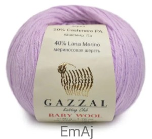 Włóczka Gazzal BABY WOOL Merino Kaszmir 50g 823