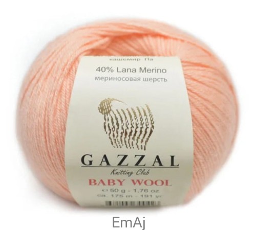 Włóczka Gazzal BABY WOOL Merino Kaszmir 50g 834