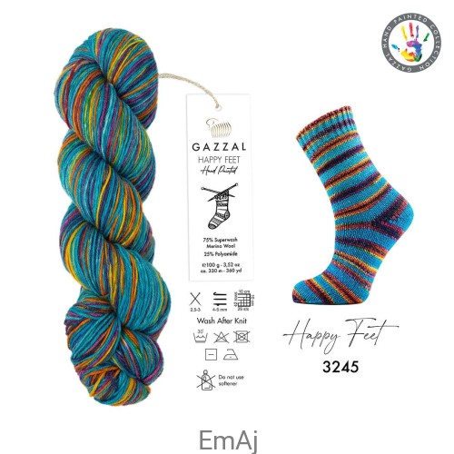 Włóczka Gazzal Happy Feet na skarpetki  Merino 3245