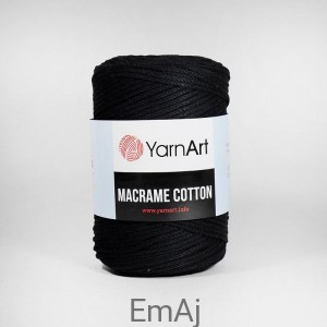 Macrame cotton YarnArt sznurek do makramy CZARNY 750