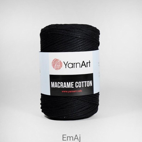 Macrame cotton YarnArt sznurek do makramy CZARNY 750