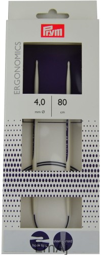 Prym Ergonomics Druty na stalowej żyłce 4,0 mm/80 cm 215804