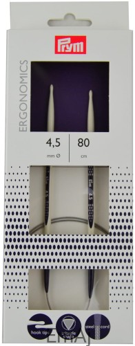 Prym Ergonomics Druty na stalowej żyłce 4,5 mm/80 cm 215805