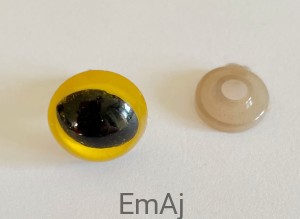 Oczy kocie z zatyczką bezpieczne para 14 mm ŻÓŁTE