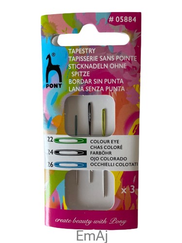 Igły bez czubka tępe  KOLOROWE 22/24/26 Pony 05884  3 sztuki