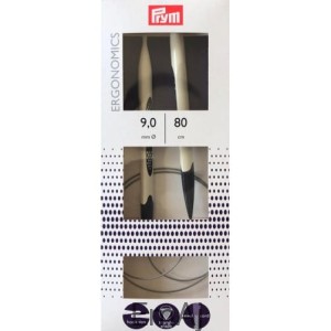Prym Ergonomics Druty na stalowej żyłce 9,0 mm/80 cm 215812  