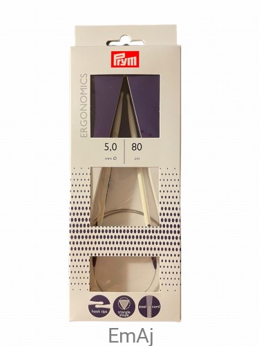 Prym Ergonomics Druty na stalowej żyłce 5,0 mm/80 cm 215806