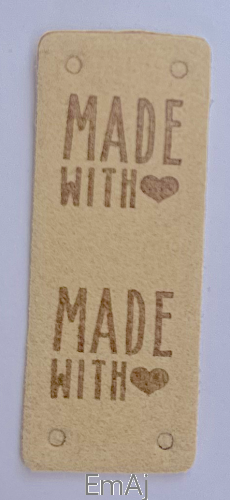 Metka Handmade z ekoskóry zamszowa Made with love Beżowa (59)