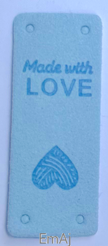 Metka Handmade z ekoskóry zamszowa Made with love BŁĘKITNA (62)