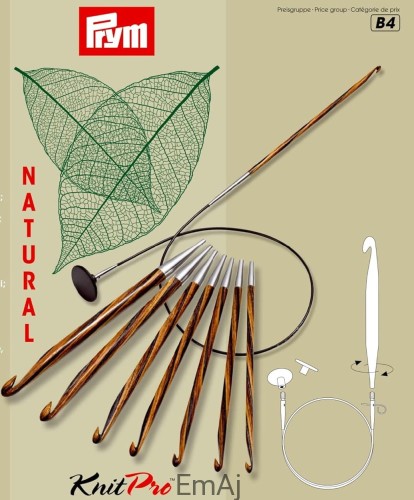 Szydełko tunezyjskie afgańskie KnitPro Natural Prym 4,5 mm 223723